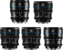 „SIRUI Night Walker Cine“ objektyvų rinkinys su rankiniu fokusavimu, 16 mm, 24 mm, 35 mm, 55 mm, 75 mm, T1.2 objektyvai su didele diafragma ir „S35“ kadro fiksuoto židinio nuotolio objektyvai su M4/3 tvirtinimu, skirti „BMPCC4K“, „GH6“, „Z Cam“ (juodi)