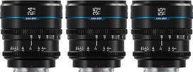 „SIRUI Night Walker Cine“ objektyvų rinkinys su rankiniu fokusavimu, 24 mm, 35 mm, 55 mm, T1.2 objektyvas su didele diafragma ir S35 kadro fiksuoto židinio nuotolio objektyvas, skirtas „E Mount FX30“, ZV-E10, A6400, A6700 (MS-3SEB, juodas)