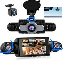 „SIXTOP“ 4 kamerų vaizdo registratorius su 360° visapusišku vaizdu – 1080P „Full HD“ raiška, 3 colių IPS ekranas, naktinio matymo funkcija ir judesio aptikimas, ciklinis įrašymas bei atbulinės eigos pagalba, skirtas lengviesiems automobiliams ir sunkvežim