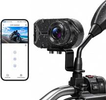 „SIXTOP“ motociklo vaizdo registratorius 1080P „Full HD“, 2K motociklo kamera be ekrano, IP66 atsparumo vandeniui motociklo kamera su 110° plačiakampiu naktinio matymo režimu, ciklinio įrašymo funkcija ir valdymu per „WLAN“ programėlę (palaiko iki