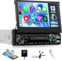 „SIXWIN“ 2+64GB „Android 13“ automobilių radijas (1 DIN) su ekranu, rankiniu būdu išsiskleidžiamu 7 colių monitoriumi, 1 DIN radijas su „CarPlay“, „Android Auto“, „MirrorLink“, „Wi-Fi“, GPS, „Bluetooth“, FM RDS, ekvalaizeriu, USB, AUX ir „Type C“ jungtim