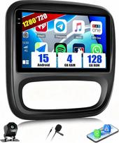 „SIXWIN“ 4+128G „Android 15“ automobilių radijas, skirtas „Renault Trafic 3“ (2014–2021 m.) ir „Opel Vivaro B“ (2014–2018 m.) modeliams su „CarPlay“ ir „Android Auto“, 9 colių HD „InCell“ jutiklinis ekranas su „Wi-Fi“, GPS, „Bluetooth 5.0“, FM/RDS, ekvala