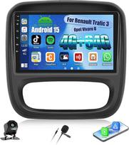 „SIXWIN“ 4+64GB „Android 15“ automobilių radijas, skirtas „Renault Trafic 3“ (2014–2021 m.) „Opel Vivaro B“ (2014–2018 m.), 9 colių HD jutiklinis ekranas, „CarPlay“, „Android Auto“, „Wi-Fi“, GPS, „Bluetooth 5.0“, FM/RDS, 32EQ+ galinio vaizdo kamera