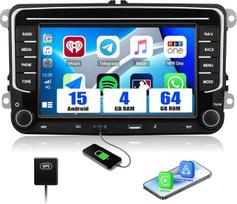 „SIXWIN“ 4+64G „Android 15“ automobilių radijas, skirtas „VW Golf 5“, „Golf 6“, „Škoda Polo“, „Passat“, „Tiguan“ ir „Touran“ modeliams, su „CarPlay“, „Android Auto“ ir „Mirror Link“, 7 colių HD jutikliniu ekranu, palaiko „Wi-Fi“, GPS, „Bluetooth 5.0“, FM/