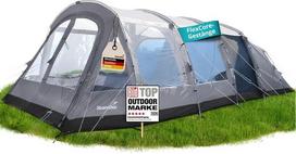 „Skandika Svalgard 6 Sleeper Protect“ tunelinė palapinė | Kempingo palapinė 6 žmonėms, „FlexCore“ strypai, juoda miegamoji kabina, 5000 mm hidrostatinis slėgis, 210 cm aukštis stovint, kompaktiškas dydis susipakavus, šeimos palapinė