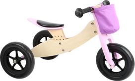 „Small Foot“ „Trike Maxi 2 in 1“ rožinis medinis triratis – triratis ir balansinis dviratis, reguliuojama sėdynė ir gumuotos padangos, 11611