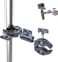 „SMALLRIG“ „Super Clamp“ su dvigubais „Crab“ spaustukais, dvigubas kameros spaustukas, „Magic Arm“ dvigubos rutulinės galvutės adapteris, skirtas veiksmo kamerai, trikojui, skėčiui, fotografijos atšvaitui, skersinei sijai – 4103B