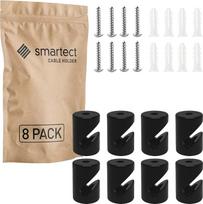 „smartect“ sienų ir lubų tvirtinimo kaiščiai, 8 vnt. rinkinys, skirtas tekstiliniams kabeliams, juodos spalvos | Ø20 x 30 mm. Tvirtinimas prie lubų su varžtais ir kaiščiais, „Affenschaukel“ ant sienos montuojamas kabelio laikiklis jūsų pačių „pasidaryk pa