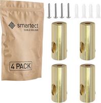 „smartect“ aliuminio sienų ir lubų tvirtinimo kaiščiai, 4 vnt. rinkinys, skirti tekstiliniams kabeliams, auksinės spalvos | Ø14 x 35 mm. Tvirtinimas prie lubų su varžtais ir kaiščiais, „Affenschaukel“ ant sienos montuojamas kabelių laikiklis jūsų pačių „p