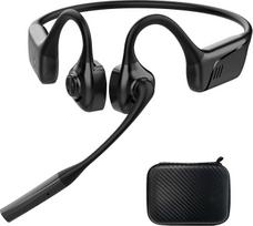 „Smof“ „Bluetooth“ ausinės su mikrofonu, „Qualcomm aptX-LL“ atvirų ausų ausinės su triukšmo slopinimu ir garsumo išjungimo mygtuku, belaidės ausinės su daugiapunktiniu ryšiu, skirtos biuro susitikimams ir vairavimui (juodos)