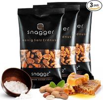 „SNAGGER“ medaus ir druskos žemės riešutai – 300 g, skrudinti ir pasūdyti | Saldžiai sūrus žemės riešutų užkandis žaidėjams, vakarėliams ir kasdieniam vartojimui | Traškus malonumas iš skrudintų riešutų