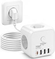 „Socket Cube“ su USB-C jungtimi, GaN PD70W, 7-in-1 daugiafunkcinis lizdas su jungikliu