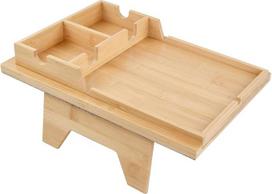 „Sofa Tray“ 2-in-1 bambukinis porankio padėklas su gėrimų laikikliu ir planšetės laikikliu, reguliuojama sofos lentynėlė (10–20 cm)