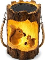 „Solar Squirrel“ medžio kelmo žibintas, LED lauko dekoracija (voverė