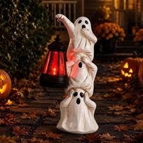 „Solar Halloween“ 3-jų vaiduoklių dekoracija su saulės energija maitinamomis lemputėmis, skirta lauke
