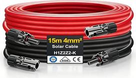 „Solarkabel“ prailginimo kabelis 4 mm²/6 mm², 1–30 m, fotovoltinis kabelis, IP67 (4 mm² 15 m)