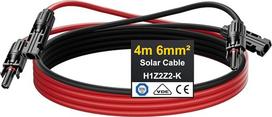 „Solarkabel“ prailginimo kabelis 4 mm²/6 mm², 1–30 m, fotovoltinis kabelis, IP67 (6 mm² 4 m)