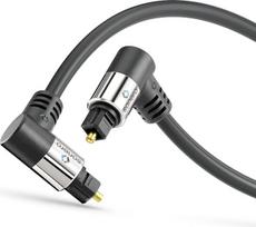 „sonero® Premium“ optinis „Toslink“ kabelis, 2,00 m, paauksuoti kontaktai, 2 x 90° kištukai, pasukami 360°, juodos spalvos