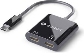 „Sonero“ UA210 USB Type-C į CF (garso) ir CF (PD) keitiklis, juodos spalvos