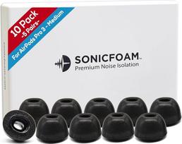 „SONICFOAM“ (SFAir-3-Pro Medium Black) ausinės su atminties putomis – suderinamos su „AirPods Pro 3“ – (10 vnt./5 poros)