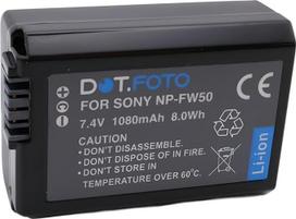 „Sony NP-FW50 PREMIUM“ pakaitinis įkraunamas fotoaparato akumuliatorius iš „Dot.Foto“ su „Dot.Foto InfoChip“ – 7,4 V / 1080 mAh – 2 metų garantija [Suderinamumas nurodytas aprašyme]