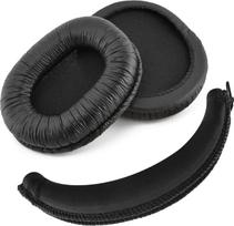 „SONY“ MDR-7506, MDR-V6, MDR-CD900ST ausinių atsarginės ausų pagalvėlės + galvos juostos apvalkalas / ausų pagalvėlės / ausinių kaušeliai / ausų dangteliai / ausinių pagalvėlių remonto detalės / galvos juostos apsauga (susiraukšlėta)