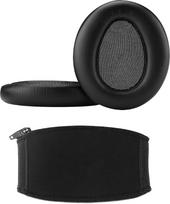 „SONY“ MDR-10RBT, MDR-10RNC, MDR-10R ausinių atsarginės ausų pagalvėlės + galvos juostos apvalkalas / ausų pagalvėlės / ausų kaušeliai / ausų dangteliai / ausinių pagalvėlių remonto detalės / galvos juostos apsauga (juoda)