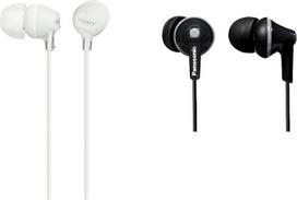 „Sony“ MDR-EX15LPW uždaros ausinės, baltos, ir „Panasonic“ RP-HJE125E-K ausinės (tris poras įdėklų, 10–24 000 Hz, 1,1 m laidas), juodos