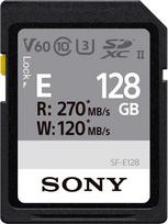 „Sony“ SFE128 SDXC atminties kortelė (SF-E serija) UHS-II U3 V60 SDXC atminties kortelė: skaitymo greitis 270MB/s, rašymo greitis 120MB/s