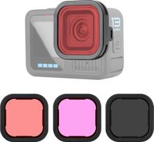 „SOONSUN“ 3 vnt. objektyvo filtrų rinkinys, skirtas „GoPro Hero 13 Black“ – ND16, raudonas, magenta – neutralaus tankio (ND) ir nardymo su kvėpavimo vamzdeliu filtrų rinkinys, skirtas fotografavimui lauke ir po vandeniu