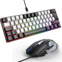 „SOPPY“ mechaninė žaidimų klaviatūra „Mini“ su RGB apšvietimu / 61 klavišas / „Hot-Swap“ klaviatūra – JAV ir Vokietijos išdėstymas, juoda ir balta