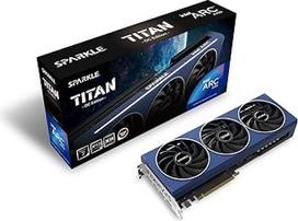 „Sparkle Intel Arc A750 Titan OC Edition“ vaizdo plokštė su DDR6 atmintimi, HDMI sąsaja, 2200 MHz dažniu ir 8GB atmintimi, su trimis ventiliatoriais – mėlyna
