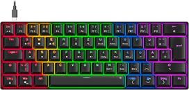 „Speedlink Atmos“ – mechaninė RGB žaidimų klaviatūra (60 %), laidinė, rudi jungikliai, tvirta plieninė plokštė, nuimamas USB-C laidas, apšviesta, vokiškas išdėstymas „QWERTZ“, juoda