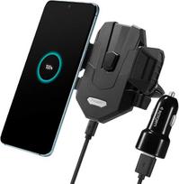 „Spigen SteadiBoost Fast Car“ belaidis automobilinis įkroviklis ir mobiliojo telefono laikiklis, skirtas montuoti ant automobilio ventiliacijos grotelių, 5 W / 7,5 W / 10 W, „One Tap Tech“ technologija su įkrovimo stotele – belaidis įkroviklis