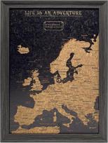 „Splosh“ mažas Europos kelionių žemėlapis su 100 žymeklių – juodas