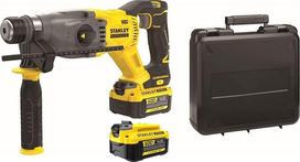 „Stanley FatMax“ SFMCH900M22 18 V SDS-plus akumuliatorinis kombinuotas plaktukas (4,0 Ah, 2,0 džaulių smūgio energija, bešepetėlis variklis, plaktuko / gręžtuvo / kaltelio funkcijos, su gręžimo gylio ribotuvu, komplekte su 2 akumuliatoriais, įkrovikliu ir