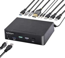 „StarTech“ 2 prievadų USB-C KVM, vienas 4K 60 Hz „DisplayPort“, „Thunderbolt 3“ | USB-C „DP Alt Mode“, HDR, USB-A 5Gbps šakotuvas, perjungimas sparčiaisiais klavišais