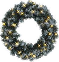 „Star“ 50 cm lauko girlianda su sniego dekoracijomis / su 40 šiltos baltos spalvos „Pisello“ LED lempučių ir transformatoriumi