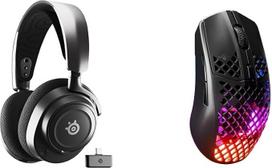 „SteelSeries Arctis Nova 7“ – belaidės žaidimų ausinės, suderinamos su įvairiomis sistemomis, ir „Aerox 3 Wireless Onyx“ (2022) – ypač lengva žaidimų pelė