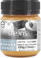 „Steens“ manukos medus MGO 400+ – 225 g gryno, neapdoroto, 100 % sertifikuoto UMF 13+ manukos medaus – išpilstytas ir užsandarintas Naujojoje Zelandijoje – 225 g