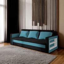 „Stella“ 220 cm išskleidžiama sofa-lova su miego funkcija, daiktų laikymo dėže ir patogiais pagalvėliais – ideali svetainėms ar svečių kambariams – patogi ir jauki (Comfort, juoda-mėlyna)