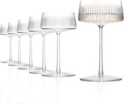 „Stölzle Lausitz NYB Soho“ šampano taurės „Coupe“, 275 ml, 6 vnt. rinkinys | Elegantiškos „Coupe“ ir šampano taurės, skirtos putojančiam vynui, šampanui ir kokteiliams, pagamintos iš krištolo stiklo, atsparios smūgiams ir tinkamos plauti indaplovėje