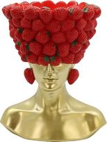 „Strawberry Lady“ padėklo statulėlė – dekoratyvinė skulptūra iš dervos, saldainių dubuo, šiuolaikiškas namų ar biuro stalo papuošalas, kūrybiška dovana
