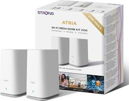 „STRONG ATRIA AC2100“ visą namą aprėpianti „Mesh“ Wi-Fi sistema, iki 3 300 m² Wi-Fi aprėptis, du gigabitiniai prievadai kiekviename mazge, valdymas per programėlę, svečių tinklas, tėvų kontrolė, paprastas nustatymas (2 vnt. rinkinys)