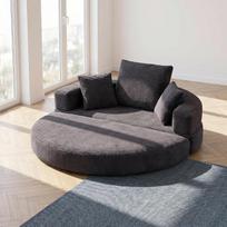„Su & Chan Legence“ daugiafunkcinė 2-in-1 sofa-lova, ovalo formos modulinė sofa iš velvetinio audinio, supresuotos putos sofa su pagalvėmis, juoda, tinka svetainei | Sulankstoma