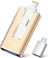 „SUDEHO“ USB atmintinė, 256GB, skirta „iPhone“, MFi, 4-in-1 atmintinė, šampanės spalvos