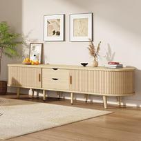 „SUKY“ svetainės TV spintelė 175 x 40 x 42 cm su daiktų laikymo vieta + apvalus stalviršis, MDF su medžio tekstūra, 2 stalčiai, apkrova 30 kg, matmenys