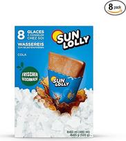 „Sun Lolly“ vandens ledai „Cola“, 8 vnt. pakuotė | Su vaisių sultimis | Skirti užšaldyti savarankiškai | Be dirbtinių aromatų | Be saldiklių | Be laktozės | Be glitimo | 8 x 60 ml