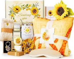„Sunflower“ dovanos moterims, skirtos pasilepinti, gimtadienio dovanų rinkinys, saviugda, atsipalaidavimas, SPA, vonios rinkinys mamai, linkėjimai pasveikti, dovanų krepšeliai jai, dovanų krepšelis moterims, draugėms, seseriai,