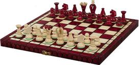 „Sunrise Chess & Games“ 35 cm mediniai šachmatai „Royal“, vyšnių medžio imitacija | Sulankstoma lenta 35 cm, vidinis skyrius figūrėlėms, vyšnių medžio imitacija, skirta namams ir laisvalaikiui